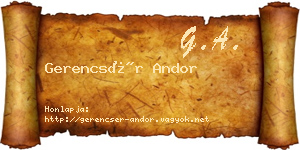 Gerencsér Andor névjegykártya